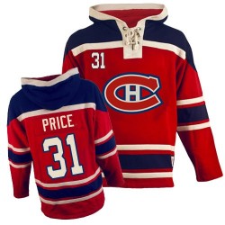 Carey Price Montreal Canadiens Authentic Old Time Hockey Sawyer Hooded Sweatshirt Jersey (Red)