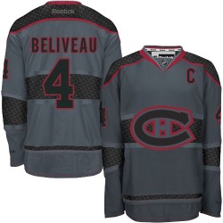 Jean Beliveau Montreal Canadiens Reebok Premier Charcoal Cross Check Fashion Jersey ()