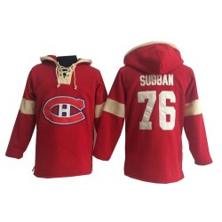 P.K Subban Montreal Canadiens Authentic Old Time Hockey Pullover Hoodie Jersey (Red)