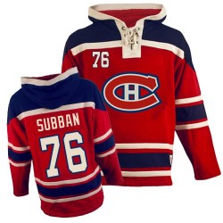 P.K Subban Montreal Canadiens Authentic Old Time Hockey Sawyer Hooded Sweatshirt Jersey (Red)