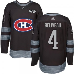 Jean Beliveau Montreal Canadiens Authentic 1917-2017 100th Anniversary Jersey (Black)