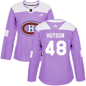 Lane Hutson Montreal Canadiens Adidas Women's Authentic Fights Cancer Practice Jersey (Purple)