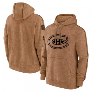 Montreal Canadiens 2023 Salute to Service Club Pullover Hoodie (Brown)