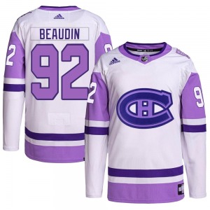 Nicolas Beaudin Montreal Canadiens Adidas Youth Authentic Hockey Fights Cancer Primegreen Jersey (White/Purple)
