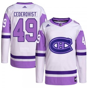 Filip Cederqvist Montreal Canadiens Adidas Youth Authentic Hockey Fights Cancer Primegreen Jersey (White/Purple)