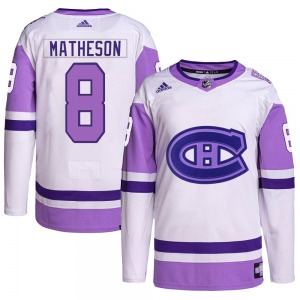 Mike Matheson Montreal Canadiens Adidas Youth Authentic Hockey Fights Cancer Primegreen Jersey (White/Purple)