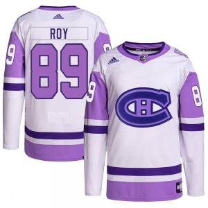 Joshua Roy Montreal Canadiens Adidas Youth Authentic Hockey Fights Cancer Primegreen Jersey (White/Purple)