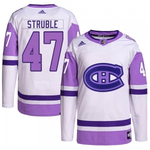 Jayden Struble Montreal Canadiens Adidas Youth Authentic Hockey Fights Cancer Primegreen Jersey (White/Purple)