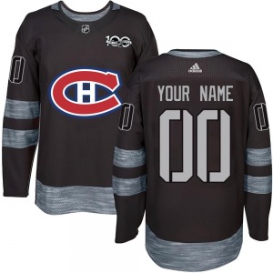 Custom Montreal Canadiens Youth Authentic Custom 1917-2017 100th Anniversary Jersey (Black)