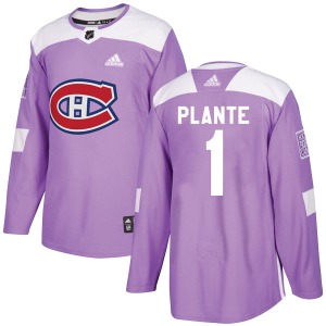 Jacques Plante Montreal Canadiens Adidas Authentic Fights Cancer Practice Jersey (Purple)