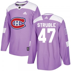 Jayden Struble Montreal Canadiens Adidas Authentic Fights Cancer Practice Jersey (Purple)