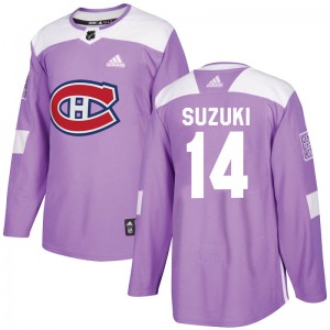 Nick Suzuki Montreal Canadiens Adidas Authentic Fights Cancer Practice Jersey (Purple)