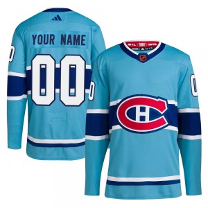Custom Montreal Canadiens Adidas Authentic Custom Reverse Retro 2.0 Jersey (Light Blue)