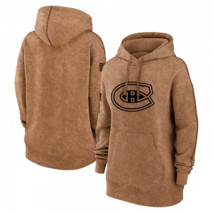 Montreal Canadiens Women's 2023 Salute to Service Pullover Hoodie (Brown)