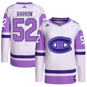 Justin Barron Montreal Canadiens Adidas Authentic Hockey Fights Cancer Primegreen Jersey (White/Purple)