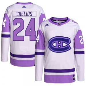 Chris Chelios Montreal Canadiens Adidas Authentic Hockey Fights Cancer Primegreen Jersey (White/Purple)