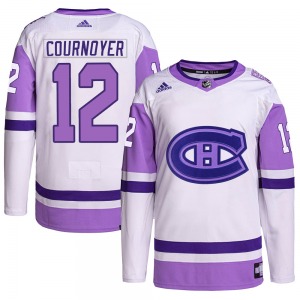 Yvan Cournoyer Montreal Canadiens Adidas Authentic Hockey Fights Cancer Primegreen Jersey (White/Purple)