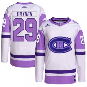 Ken Dryden Montreal Canadiens Adidas Authentic Hockey Fights Cancer Primegreen Jersey (White/Purple)