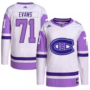 Jake Evans Montreal Canadiens Adidas Authentic Hockey Fights Cancer Primegreen Jersey (White/Purple)
