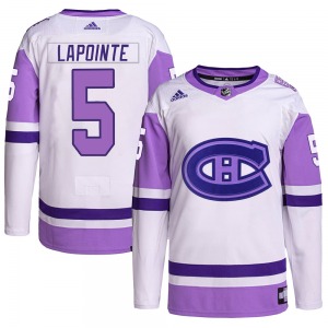 Guy Lapointe Montreal Canadiens Adidas Authentic Hockey Fights Cancer Primegreen Jersey (White/Purple)