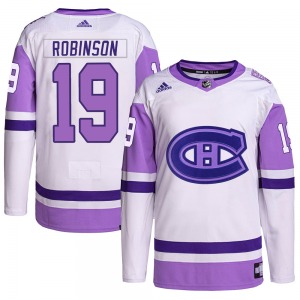 Larry Robinson Montreal Canadiens Adidas Authentic Hockey Fights Cancer Primegreen Jersey (White/Purple)